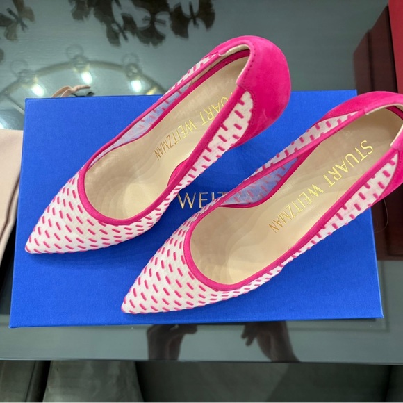 Stuart Weitzman Chic Pink and White Stiletto Heels New - Picture 4 of 9